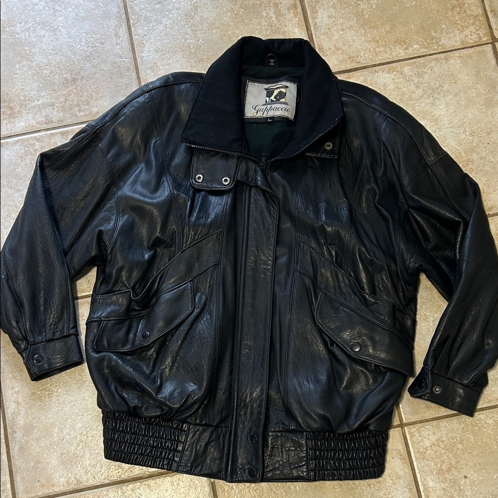 Vintage Gappaccio Leather ZIp Up Aviator Bomber Jacket Unisex size L